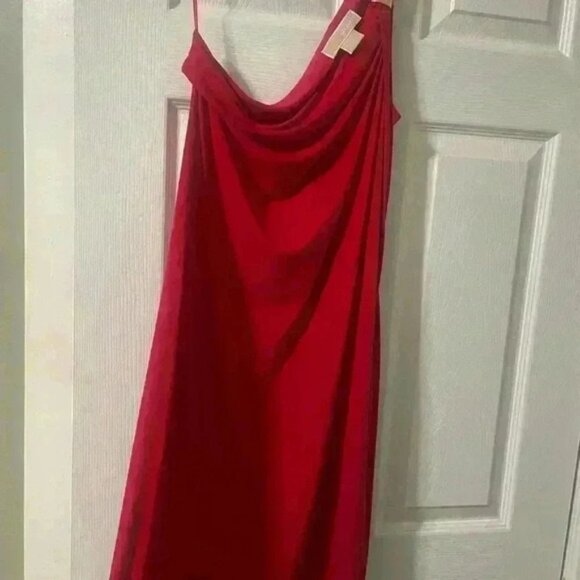 MICHAEL KORS One Shoulder Dress With Gold Trim B60 - Picture 6 of 9